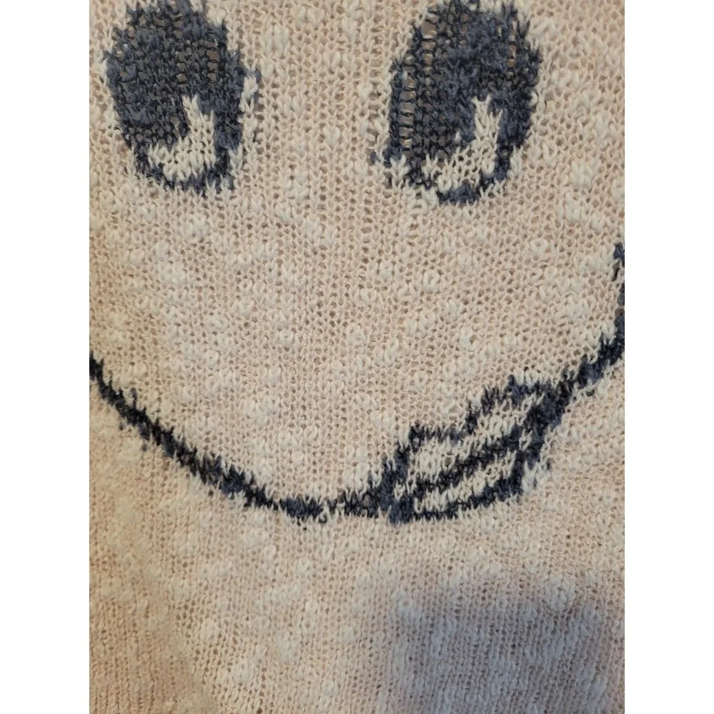 Abercrombie Kids S/M Pink Smiley Face Sweater Summer Cropped‎ Long Sleeve